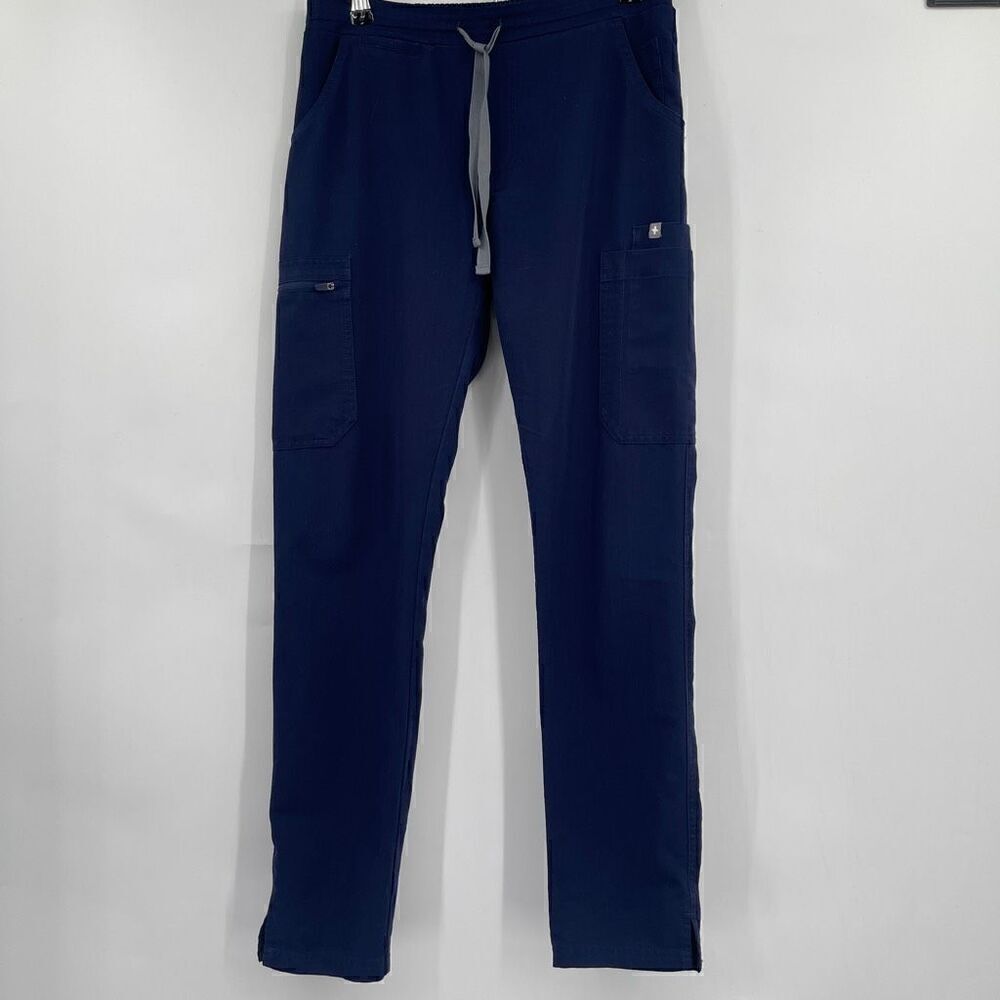 Figs Blue Yola Skinny Straight Leg Nursing Medical Scrub Pants XS